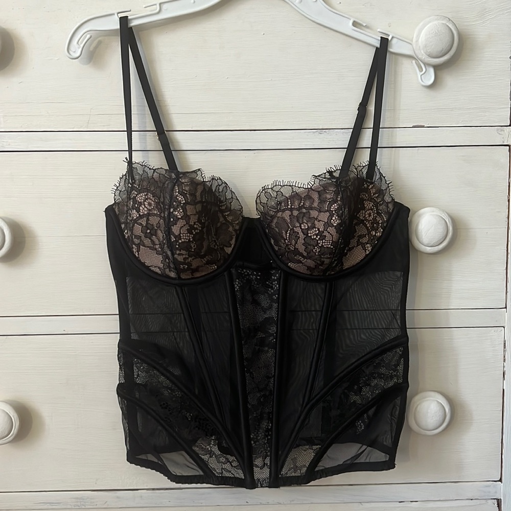 Black Lace Vintage Victoria Secret Corset Top
